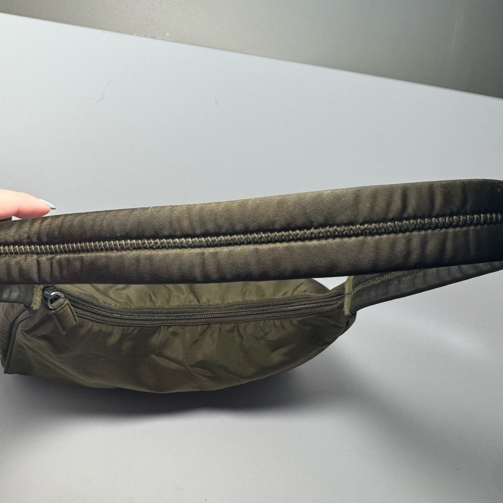 SOLD Prada Olive Green Nylon Shoulder Bag Hobo Style Luxury Fashion - Picture 14 of 16